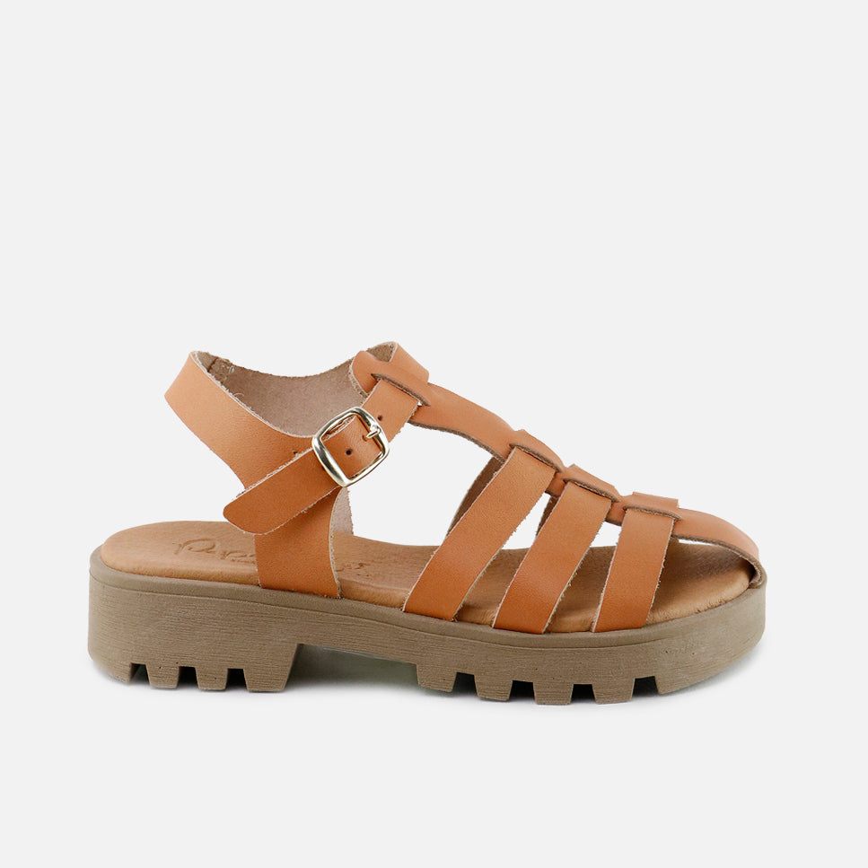 Sandalias gel cangrejera plataforma cuero papanatas | Eli 1957