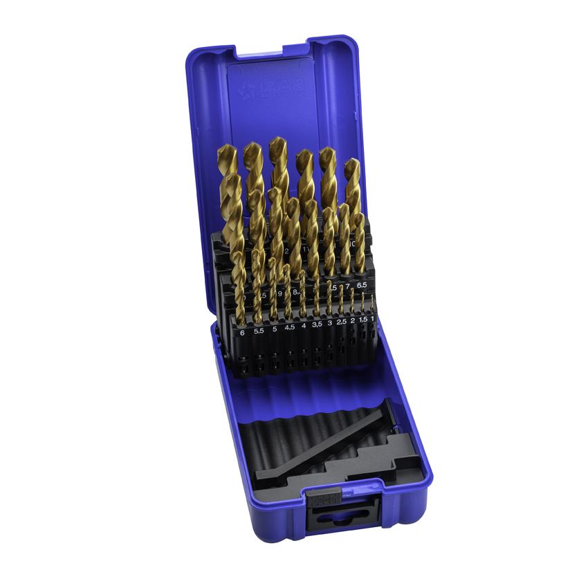 Juego Broca IZAR Din338 25-Uds. - 1456 - 1-13X0,50 HSS+TIN (1010) - TIN