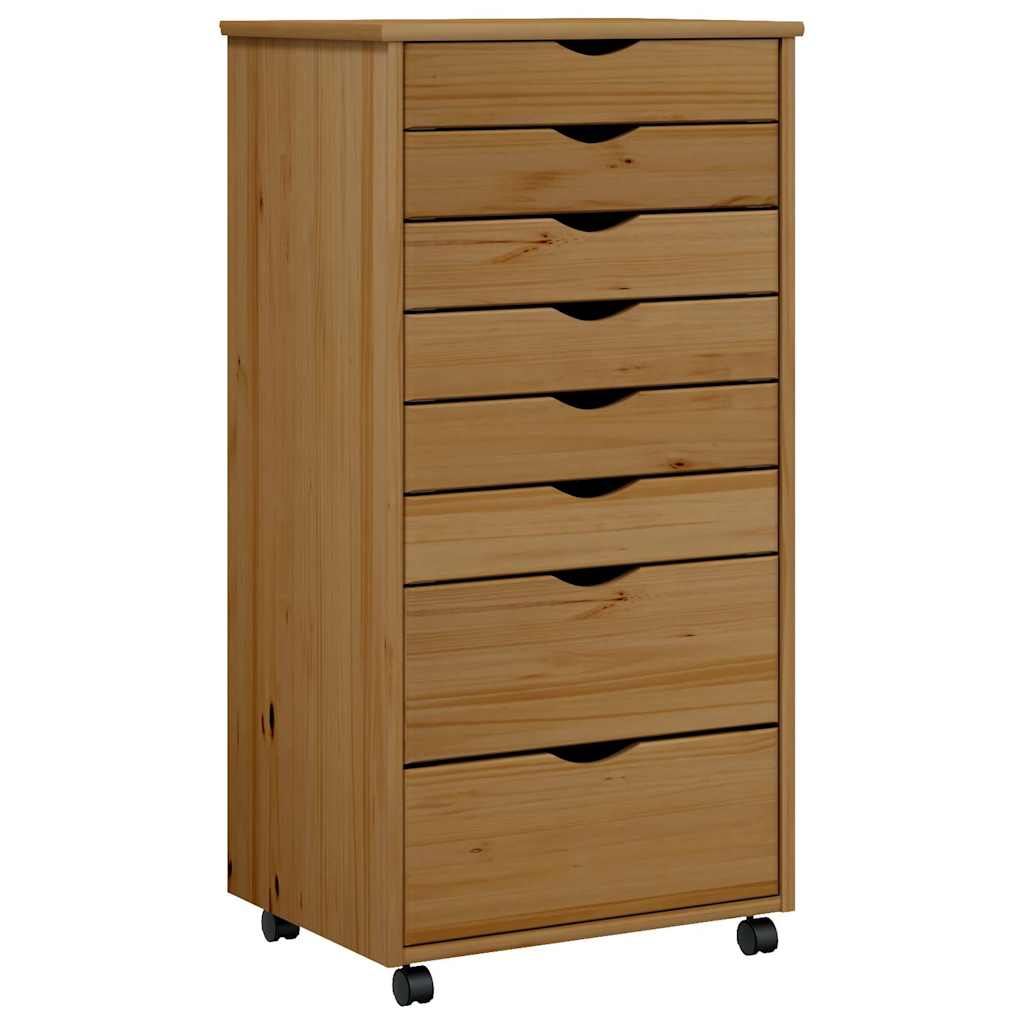 vidaXL Cajonera con ruedas MOSS madera maciza pino marrón miel