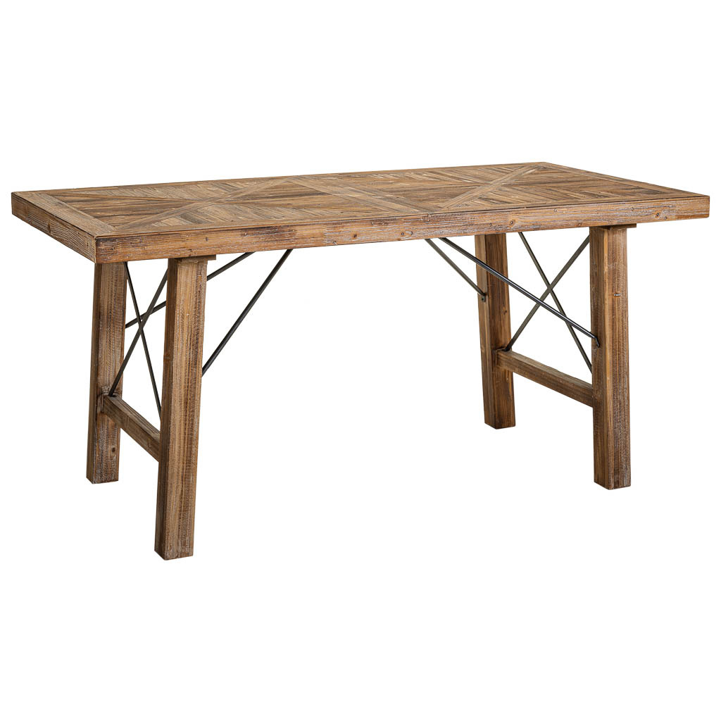 Wonderlust Deco - Mesa salon de madera y metal marrón 160x80x77.5 Marrón 160x80x77.5h cm