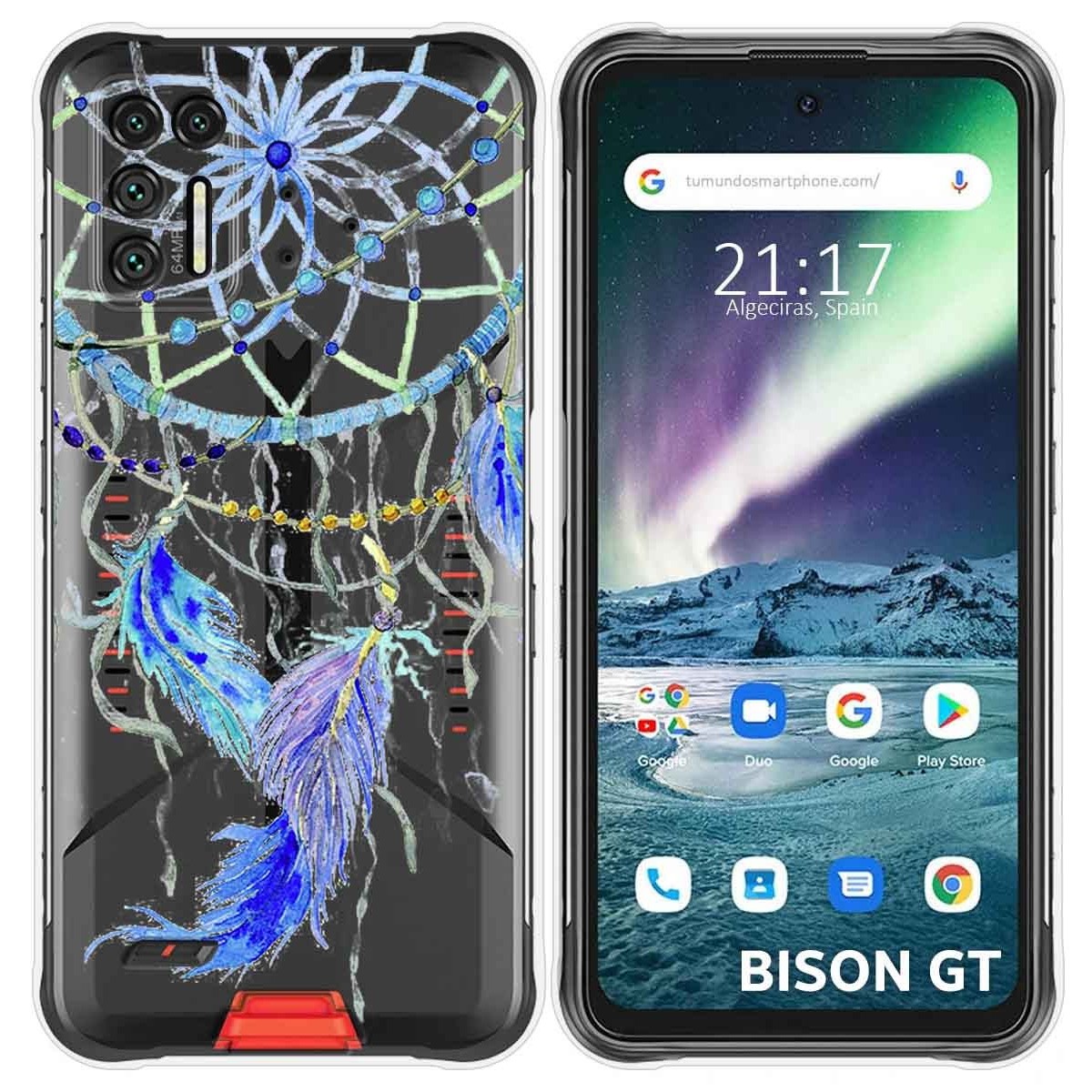 Funda Silicona Transparente para Umidigi Bison GT diseño Plumas Dibujos