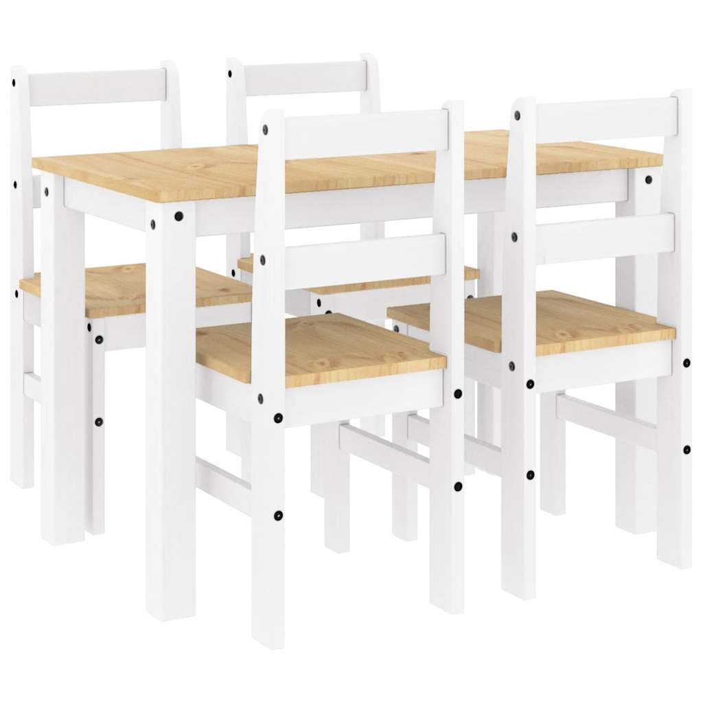 vidaXL Juego de comedor Panama 5 pzas madera maciza de pino blanco
