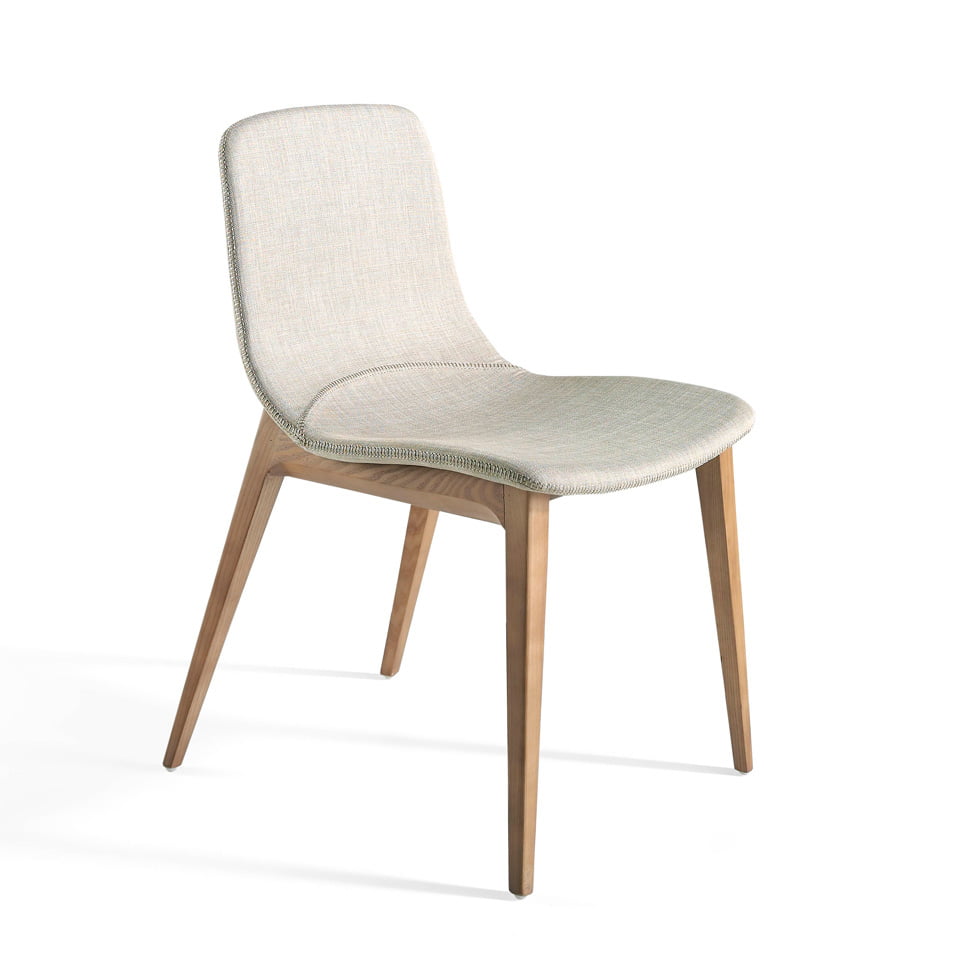 ANGEL CERDÁ 4049C Silla comedor tapizada tela marrón , Beige  Nogal , Tela , 60 x 48 x 78 cm.