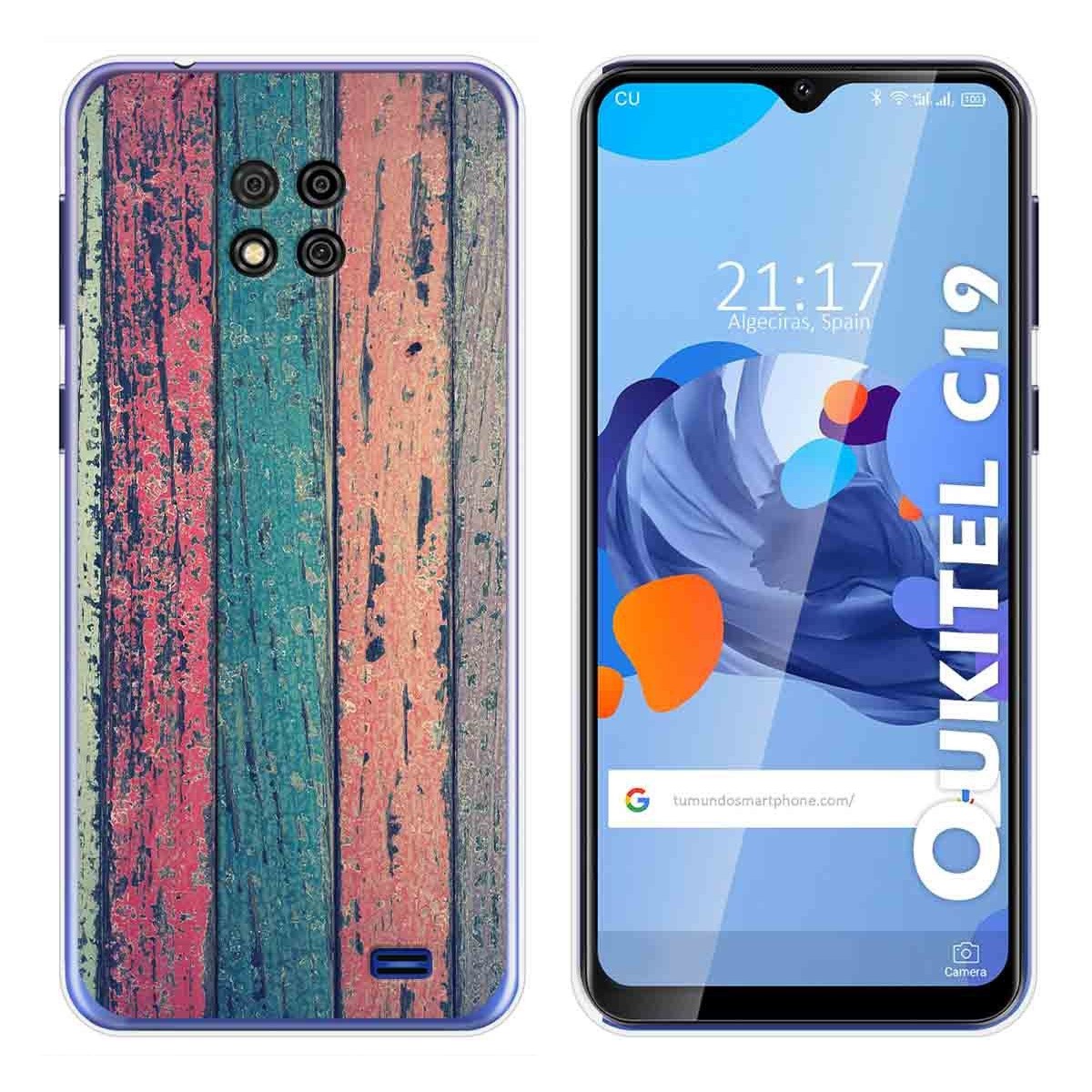 Tumundosmartphone Funda Gel Tpu para Oukitel C19 diseño Madera 10 Dibujos