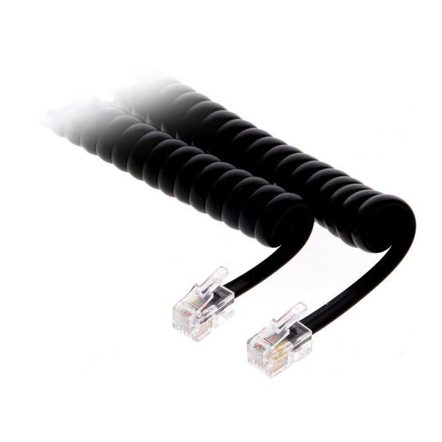 Cable Telefono RJ 09 4P4C Espiral Negro Longitud 2m
