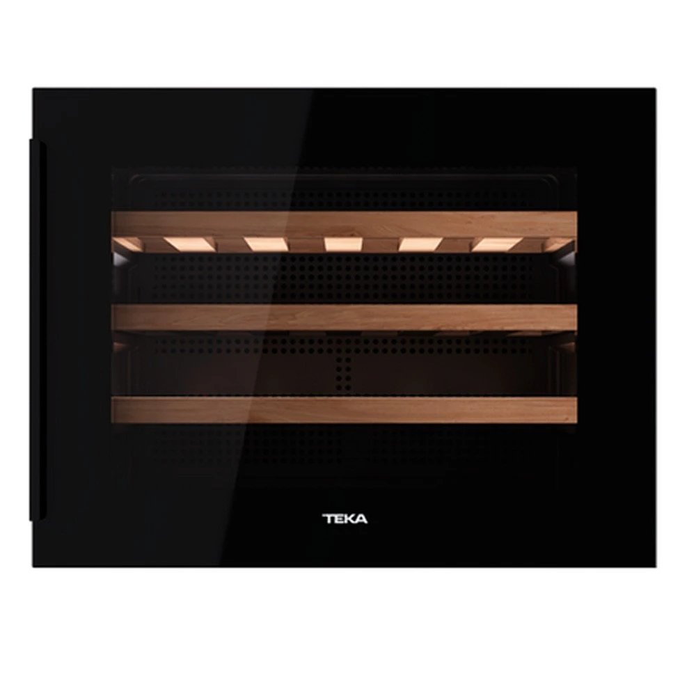 Teka - Vinoteca 3 estantes 24 botellas RVI 10024 con control de humedad y temperatura para conservación ideal, diseño negro silencioso para cocina o comedor