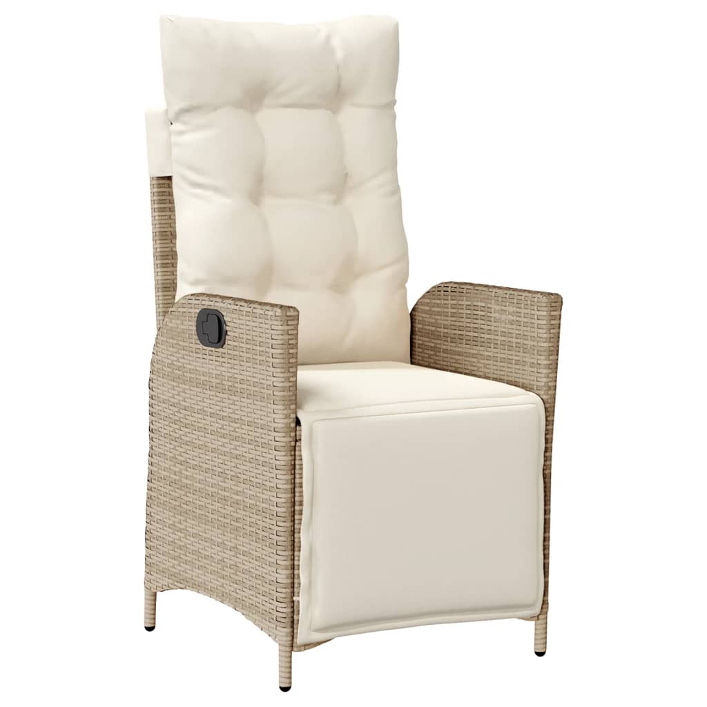 vidaXL Sillón reclinable de jardín con reposapiés ratán PE beige