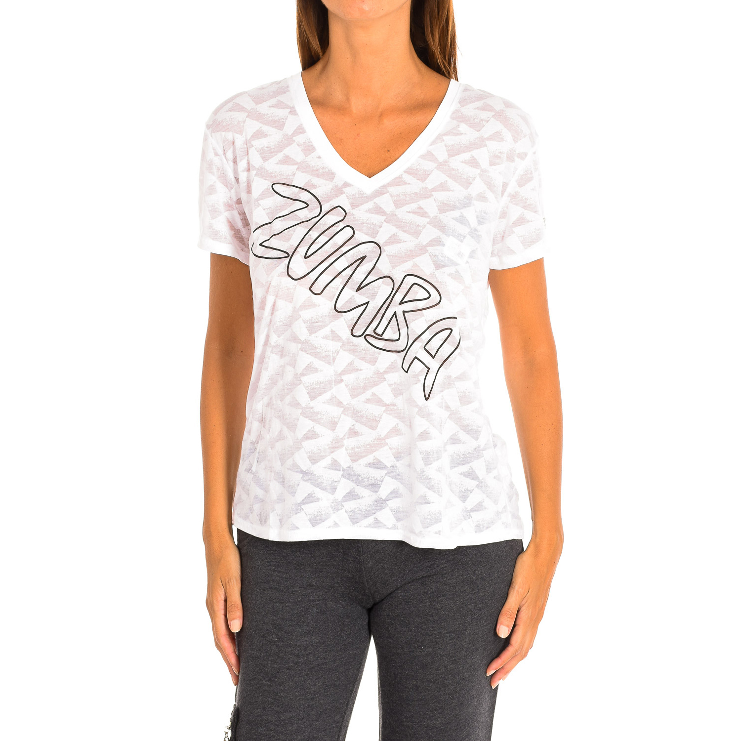 Zumba - Zumba-Camiseta deportiva con manga corta y cuello de pico Z1T00587 mujer