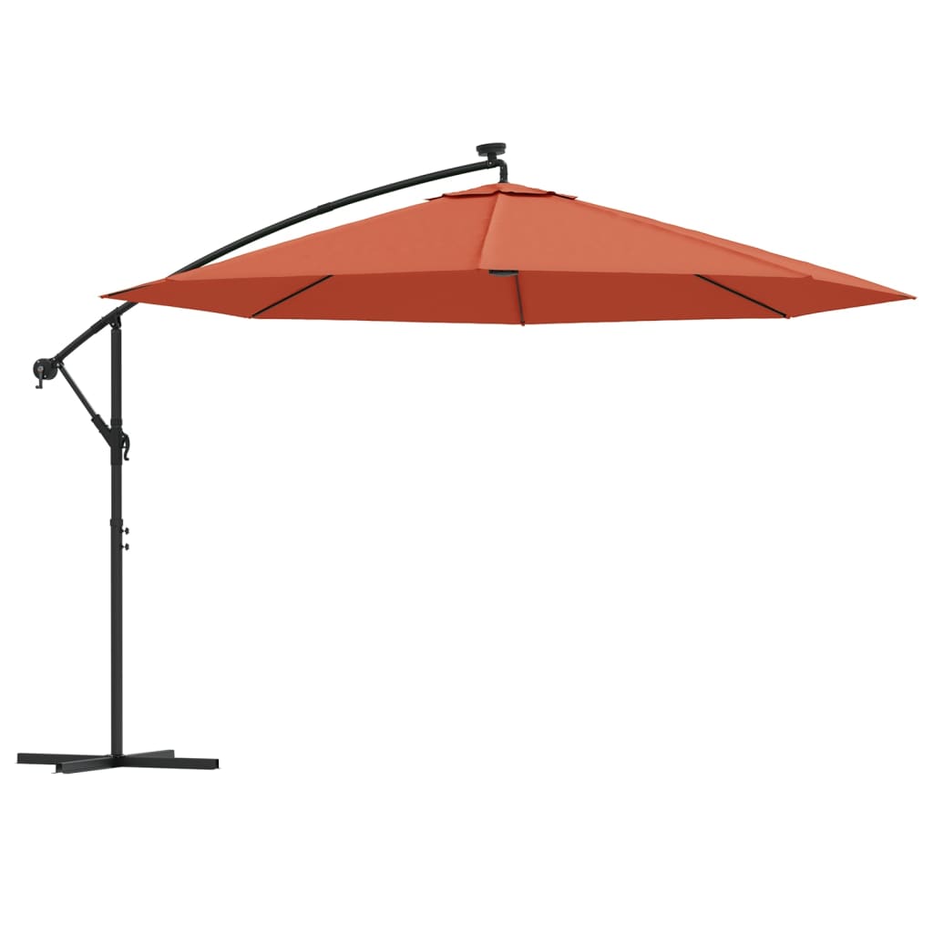vidaXL Sombrilla voladiza con luces LED 350 cm Color Arena, Verde, Antracita