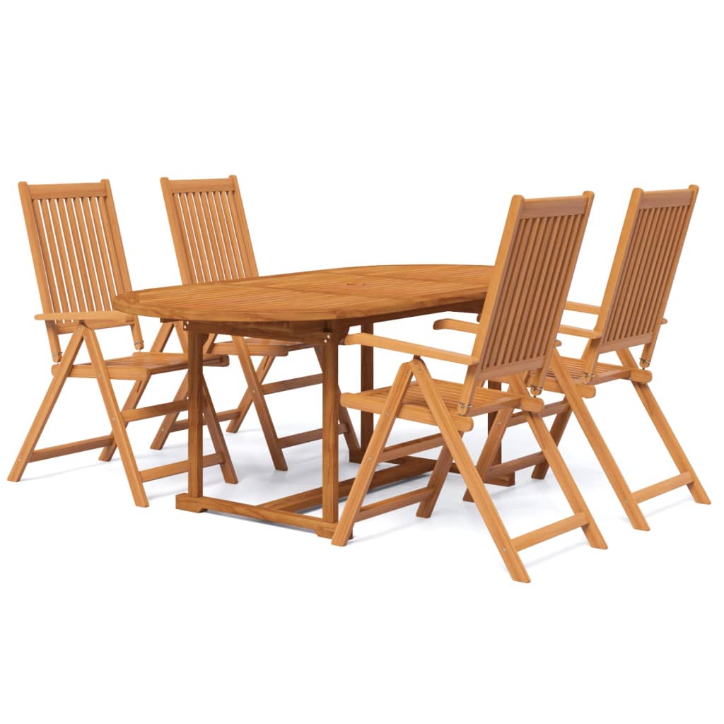 vidaXL Juego de comedor de jardín 5 piezas madera maciza de acacia 120-170 cm