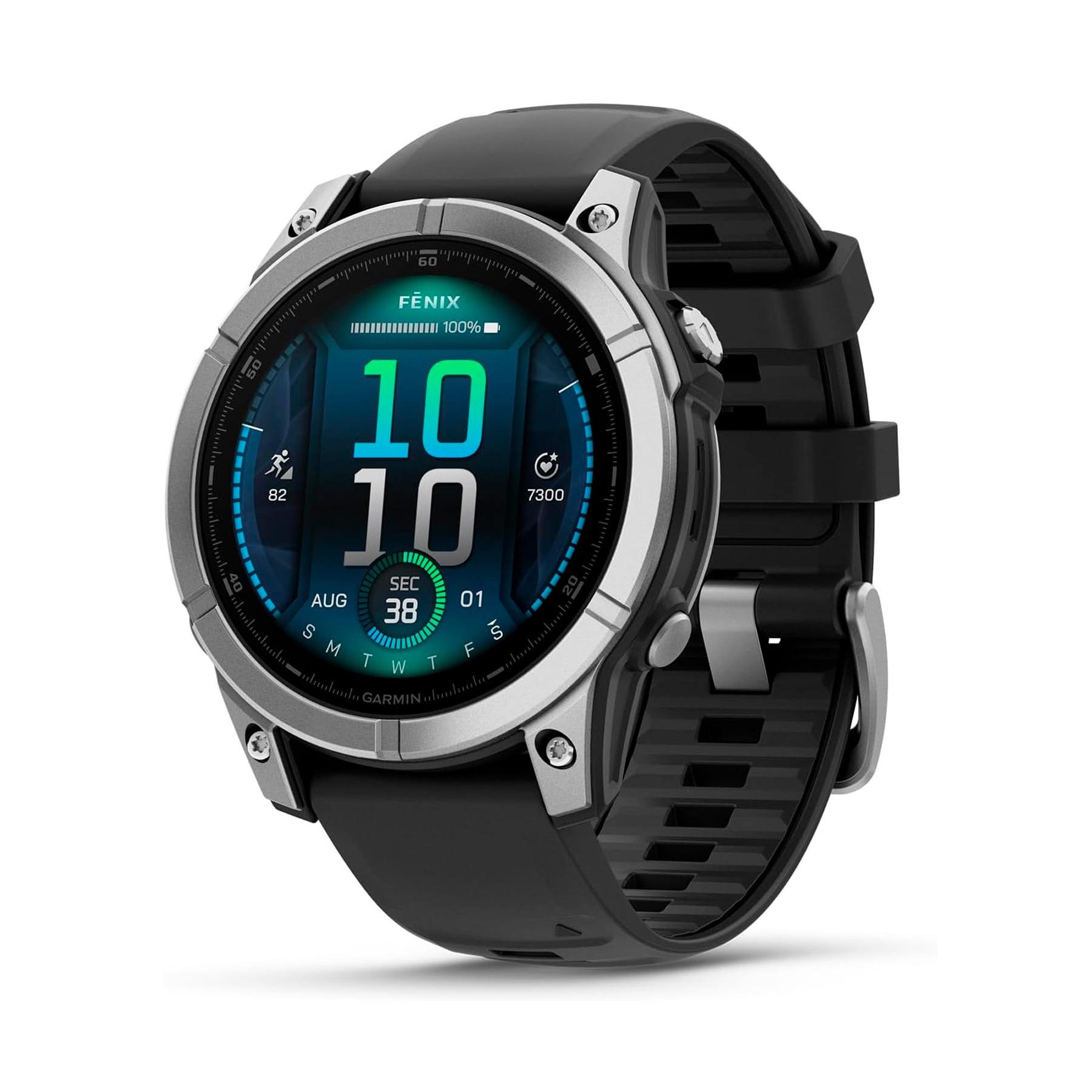 GARMIN fenix E Acero inox y correa negra / Smartwatch 47mm