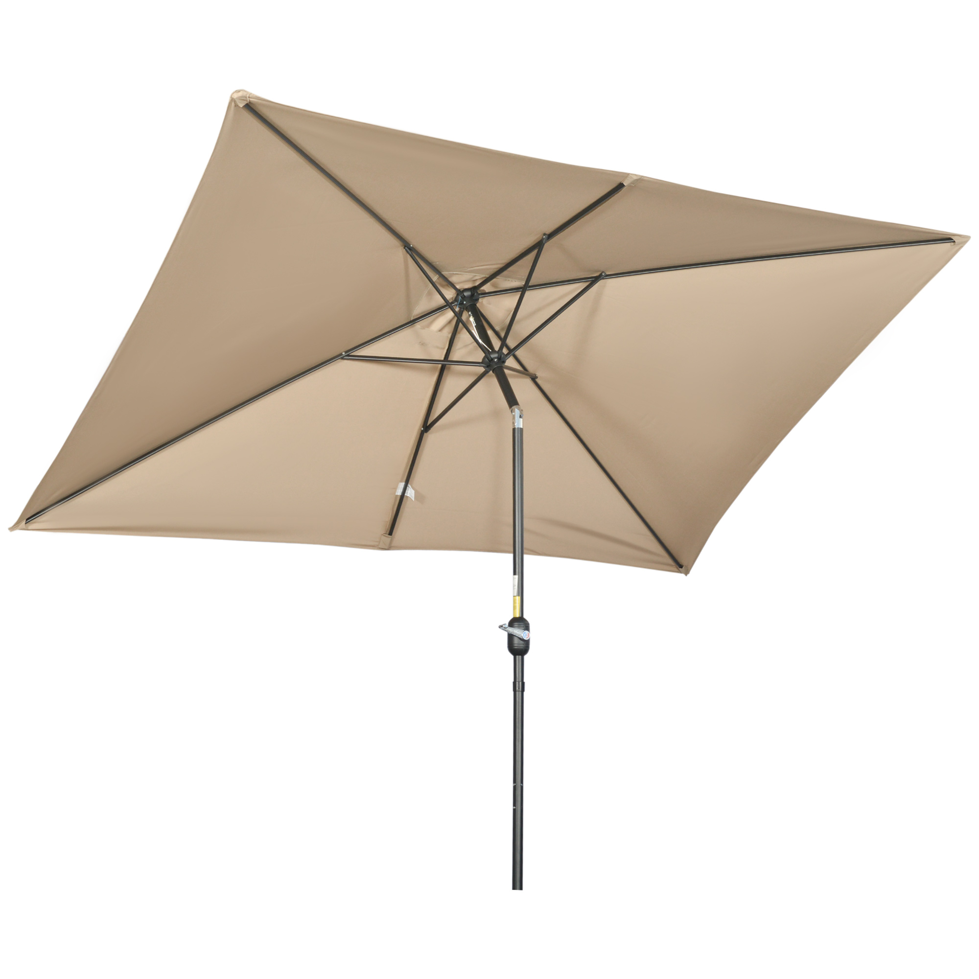 Outsunny Sombrilla de Aluminio 198x296x255 cm Parasol Rectangular de Jardín Inclinable con Manivela y Poste Desmontable para Terraza Piscina Patio Exterior
