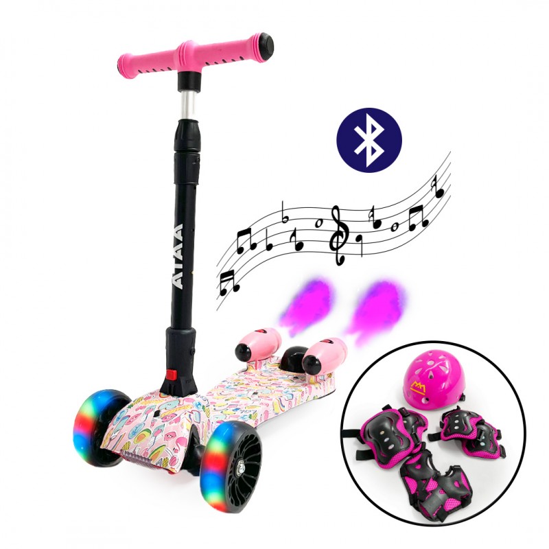 Ataa Cars Patinete para Niños Shuttle con Propulsores de Humo y Luces LED