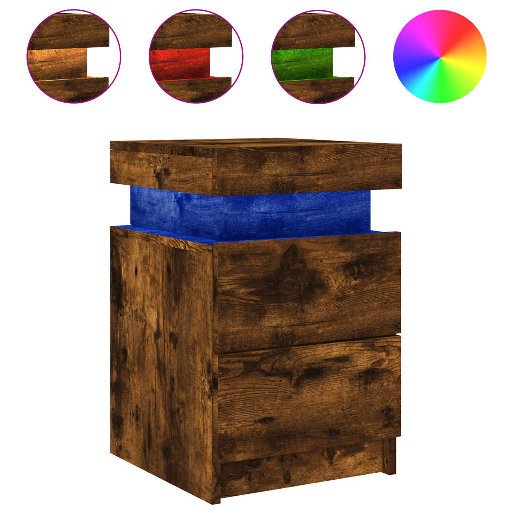 Mesita de Noche Vidaxl con Luces LED 35x39x55 Cm