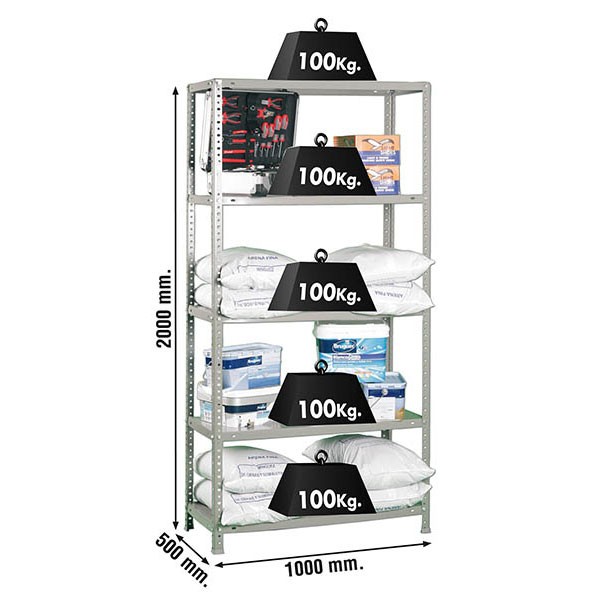 Estantería SIMONRACK COMFORT PLUS 5/500 GRIS 2000x1000x500