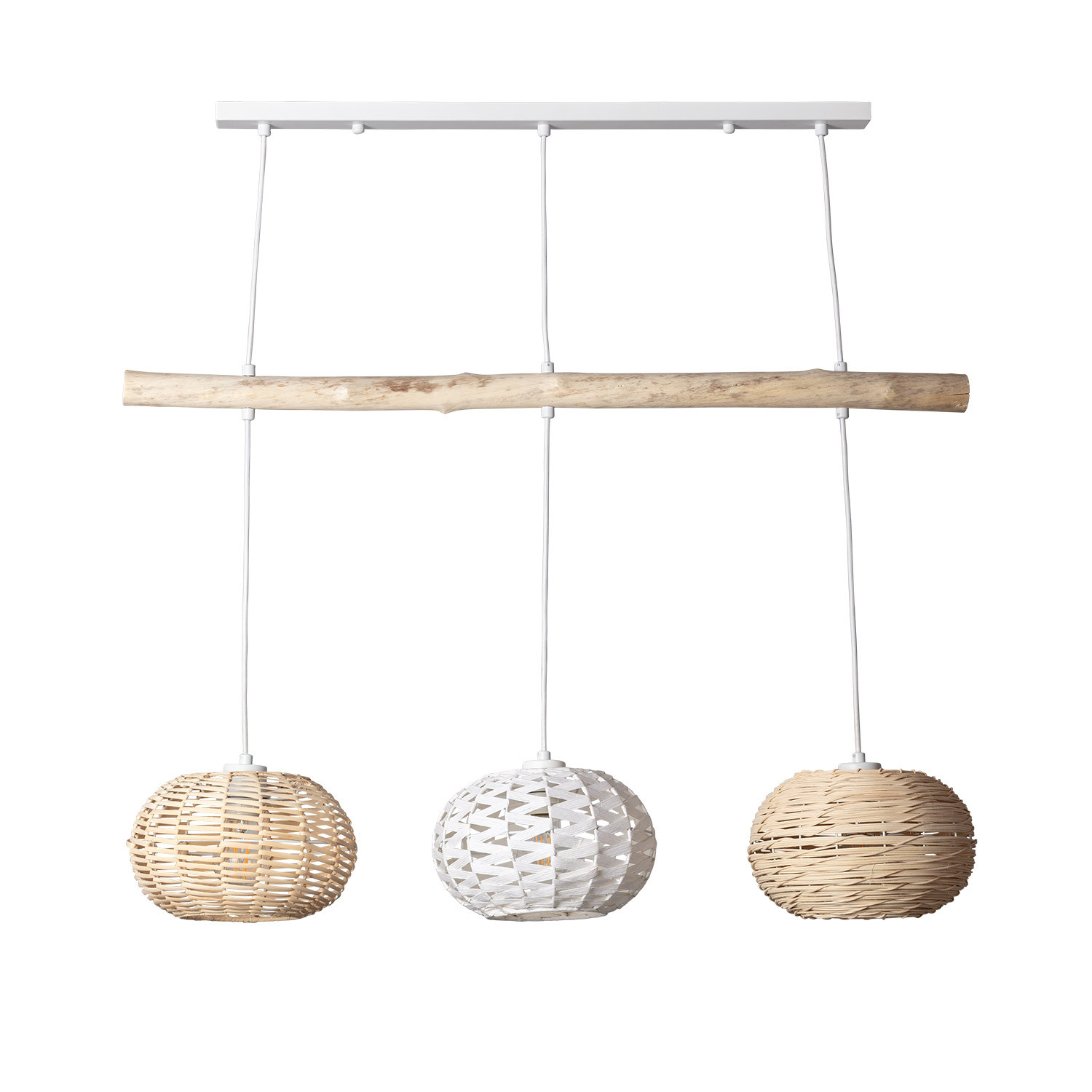 Ledkia Lámpara Colgante Ratán y Madera Linfen ILUZZIA - Diseño Boho-Chic