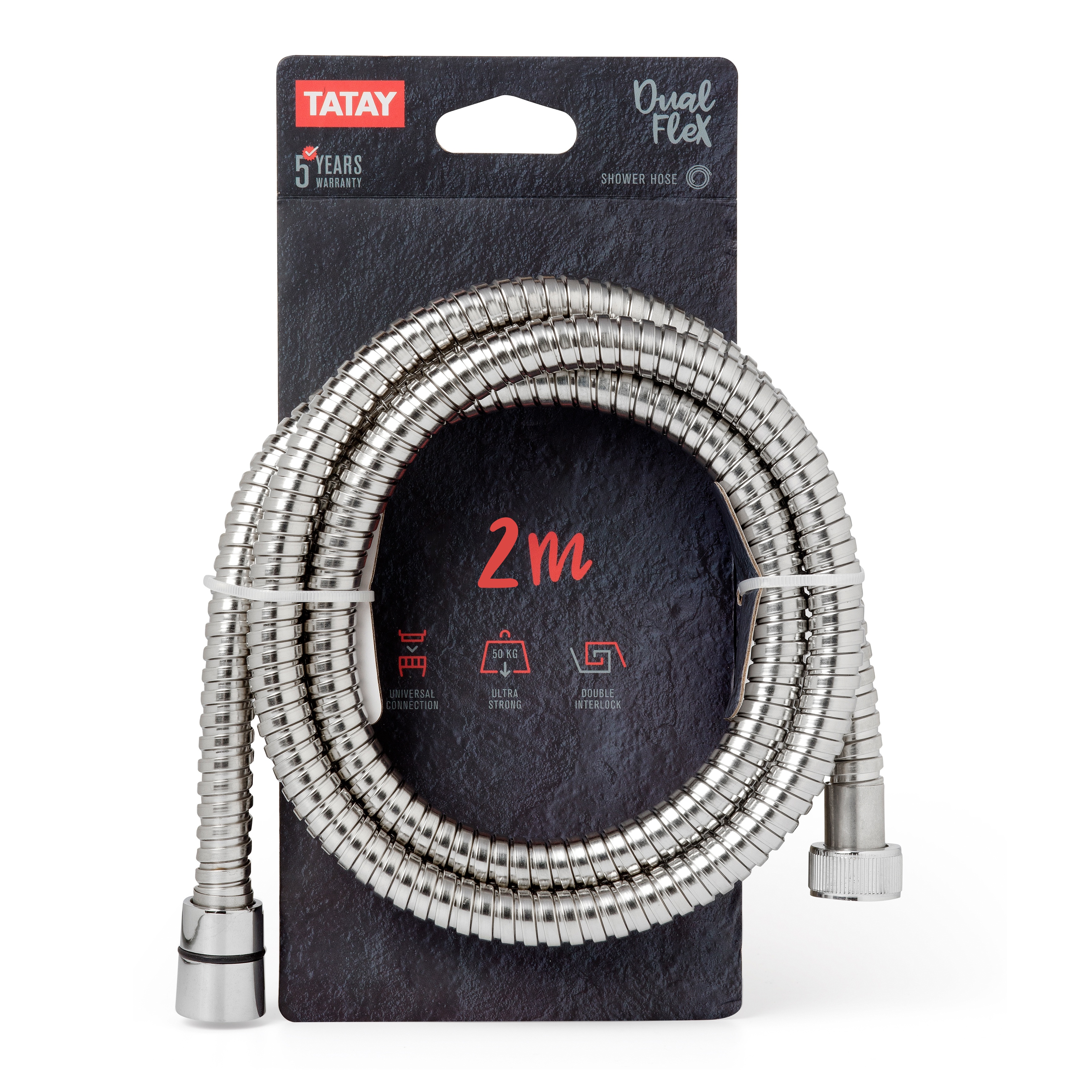 TATAY 2m Manguera Ducha Metal - Modelo Dual Flex - 100% Inoxidable