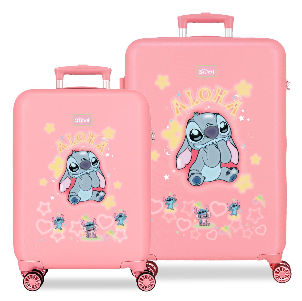 Juego de maletas  Stitch You & Me Rosa 46x65x23cm
