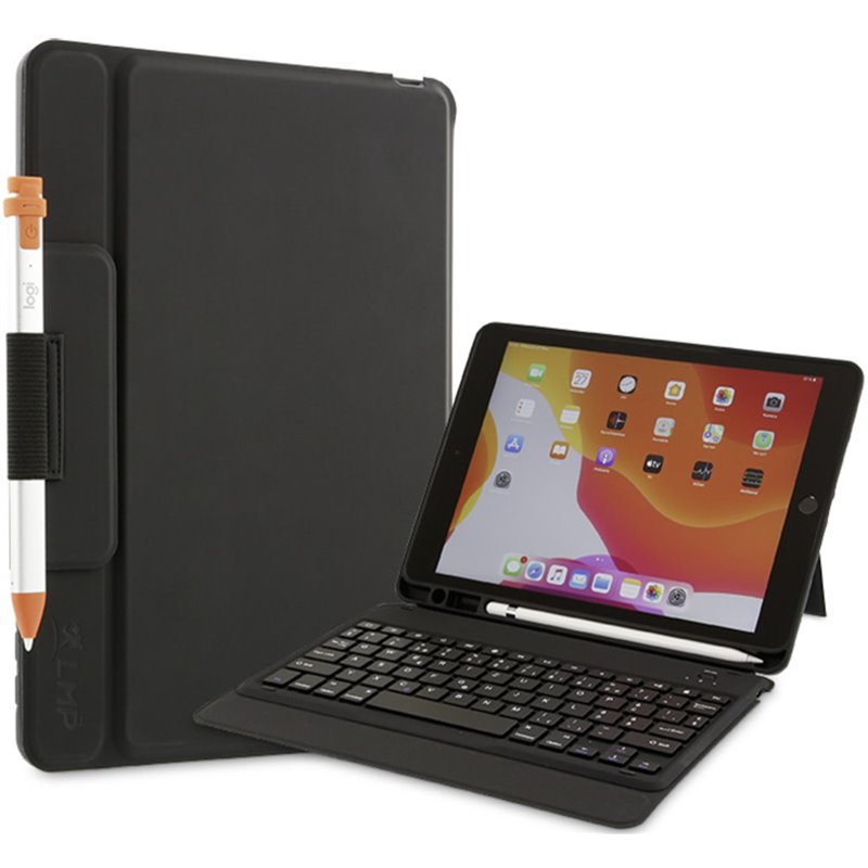 Keyboard ProtectCase para iPad 10.2" (2019/2020/2021), 7/8/9.ª generación, soporte, solapa frontal magn., reposo y activaci