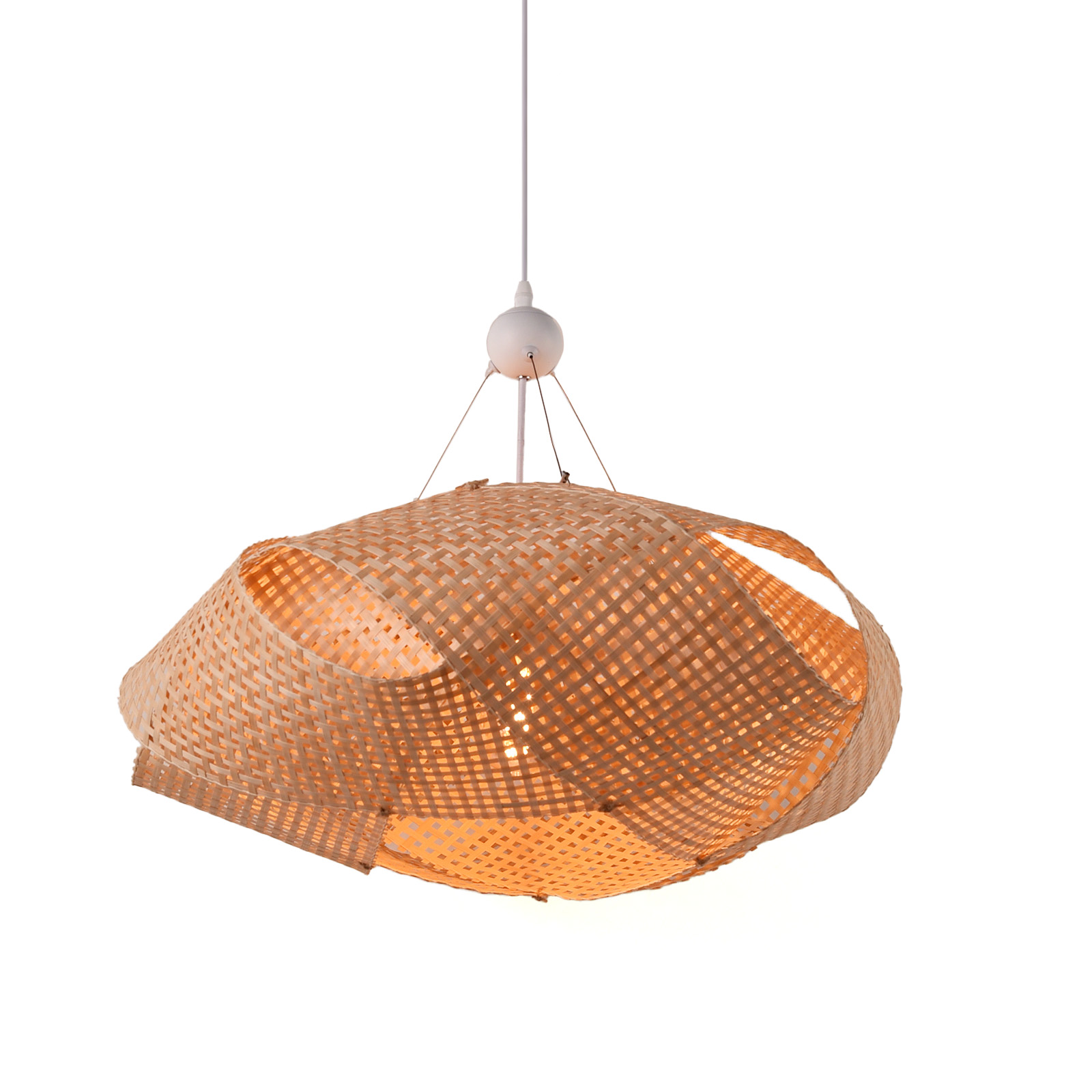 ALPINALUZ Lámpara Colgante de Mimbre "ABEJA" Diametro 60cm – Diseño Geométrico Tejido a Mano, Estilo Natural Boho, Casquillo E27 para Salón o Comedor
