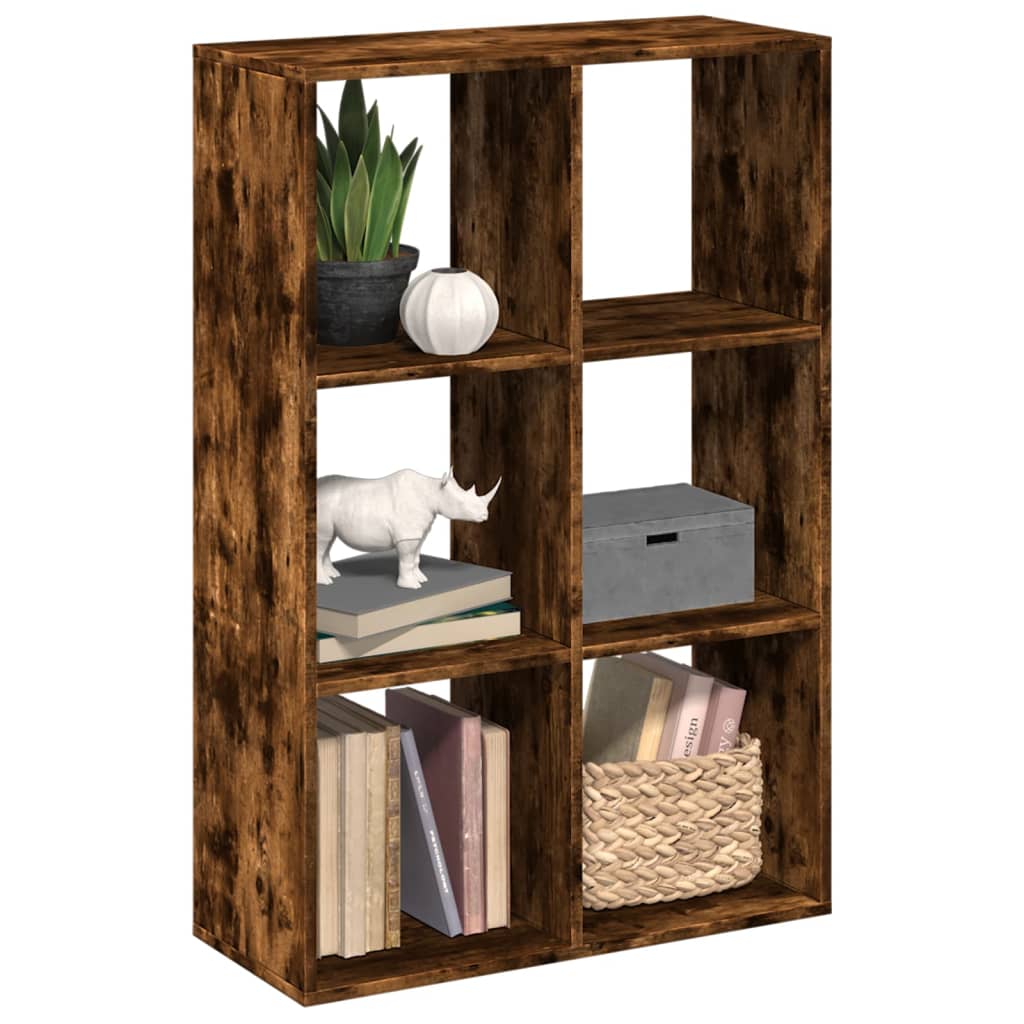 vidaXL Librería divisora madera ingeniería 69,5x29x103,5 cm en color Blanco/Madera antigua/Gris hormigón y más