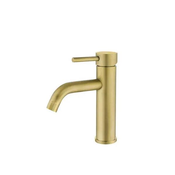 VALAZ Jabalón Grifo de lavabo redondo monomando fabricado en latón de color dorado envejecido