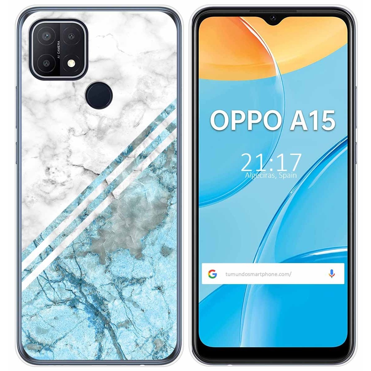 Tumundosmartphone Funda Gel Tpu para Oppo A15 diseño Mármol 02 Dibujos