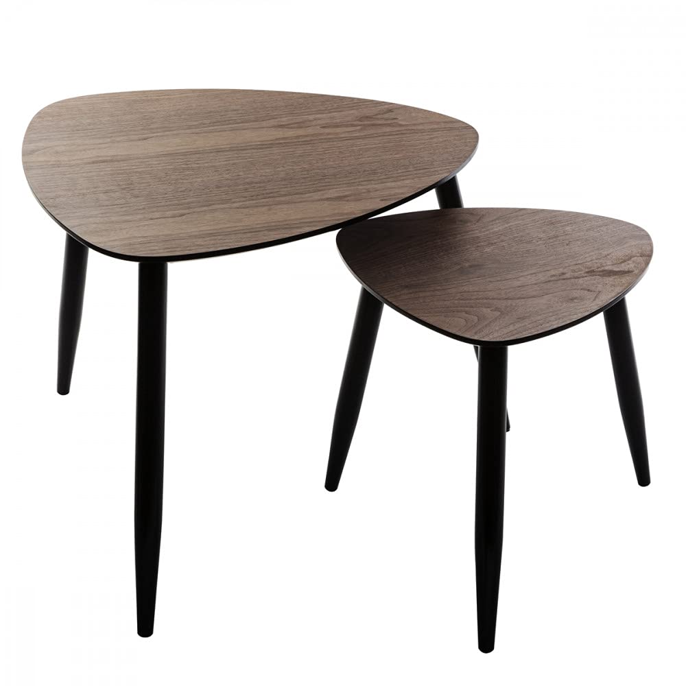 TIENDA EURASIA Mesa Auxiliar Nordica - Mesas Auxiliares de Centro - Estructura Metalica y Tapa de Madera Extraible - Ideal para Combinar en Salones y Dormitorios (D 41 x H 40 cm, Gold)