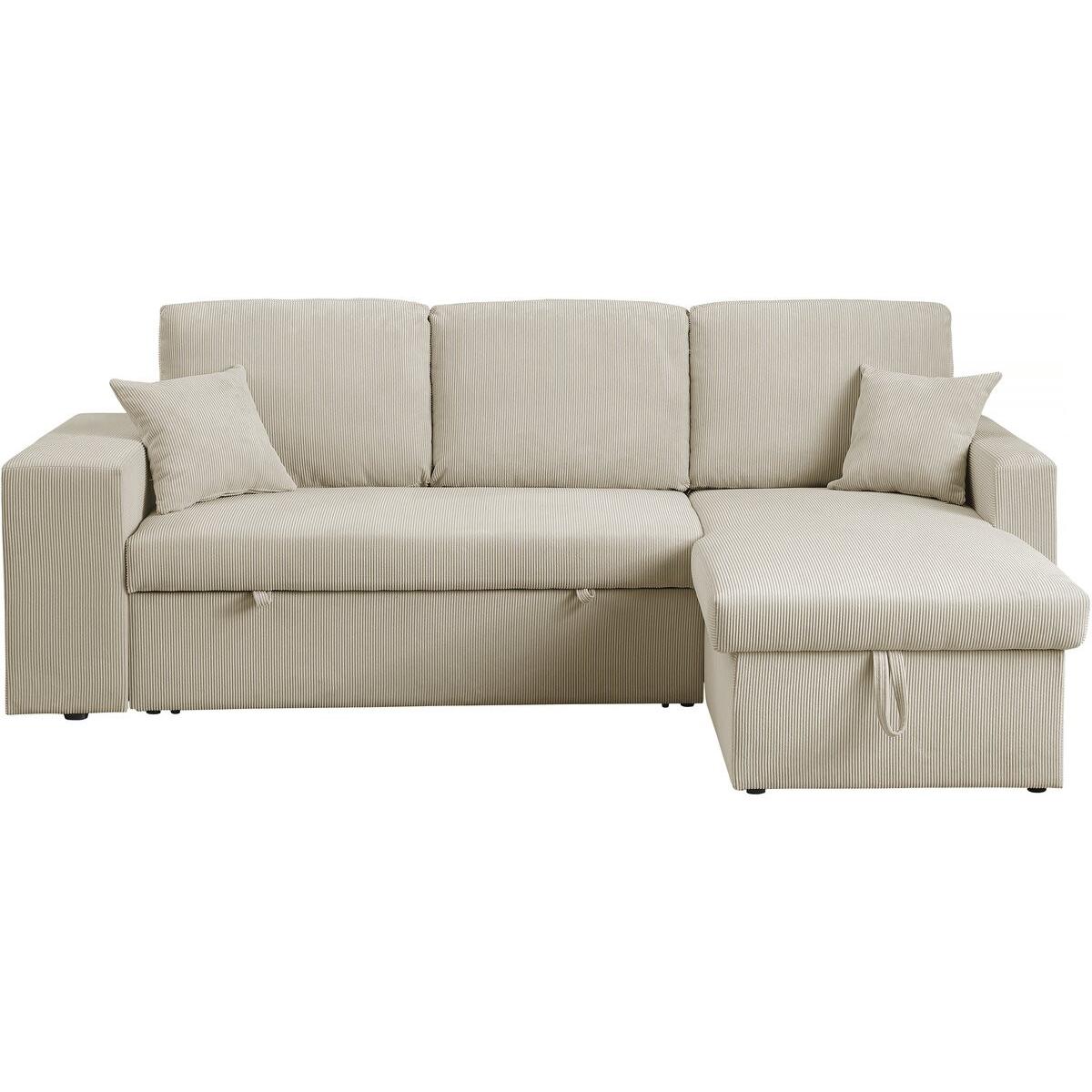 Habitat y Jardin - Sofá esquinero convertible/reversible de pana "Axel" - 3 plazas - Beige