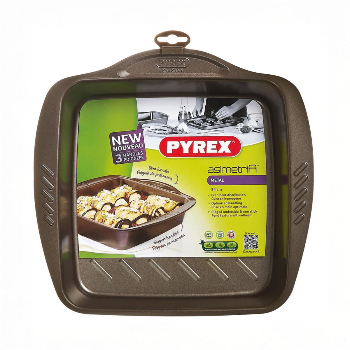 Pyrex Fuente Cuadrada Asimetria Metal 24x24cm Antiadherente