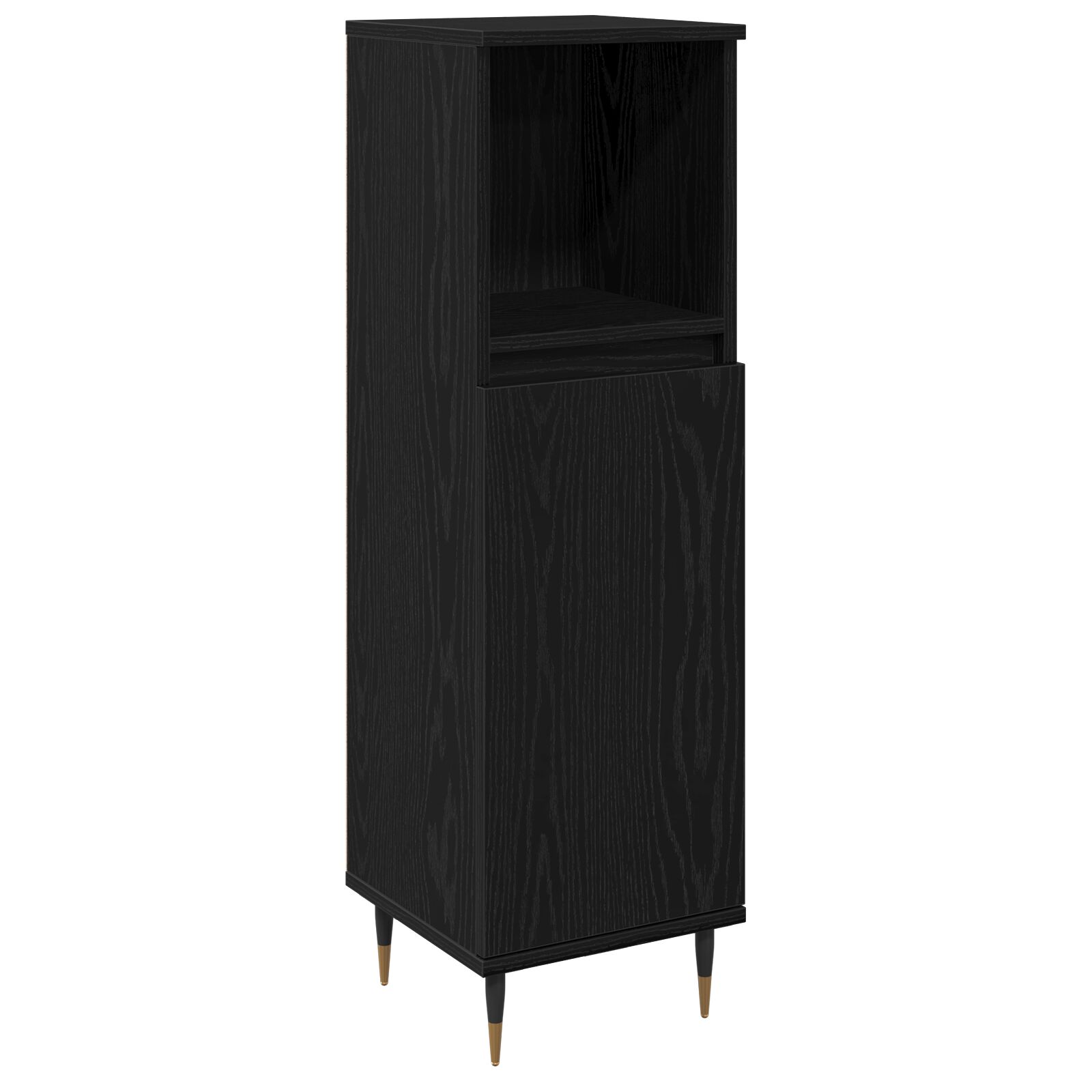 Cabinet de Baño vidaXL Negro Roble 30x30x100 cm Madera Ingenierizada