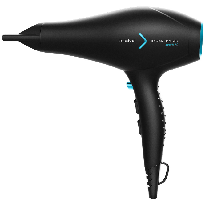 Cecotec Secador de pelo iónico Bamba IoniCare 5350 Powershine Ice. 2600 W, Ion real, Dos Boquillas de precisión