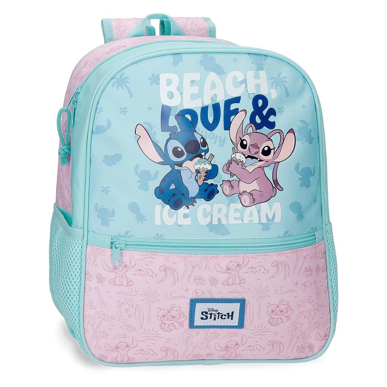 Mochila escolar adaptable a carro Stitch Beach & Love 27x33x11cm Turquesa