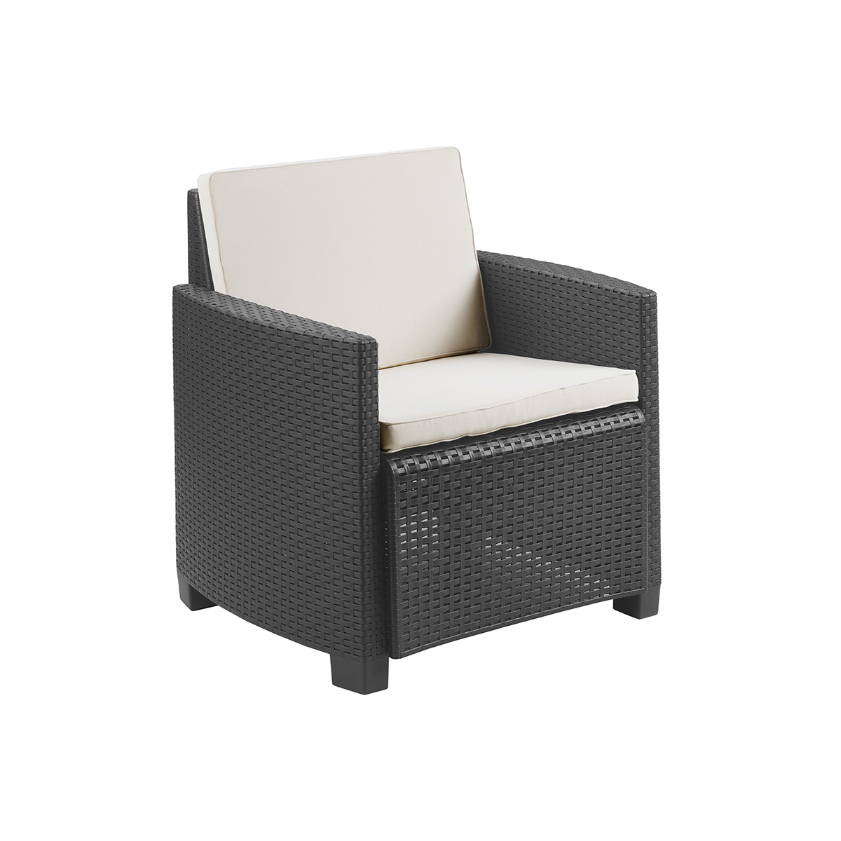 Häusbed - Butaca convertible en Sofa Exterior - Siracusa - Gris-Antrácita - 63x58x74cm - Set 2ud - Estilo Ratan - Cojines Incluidos