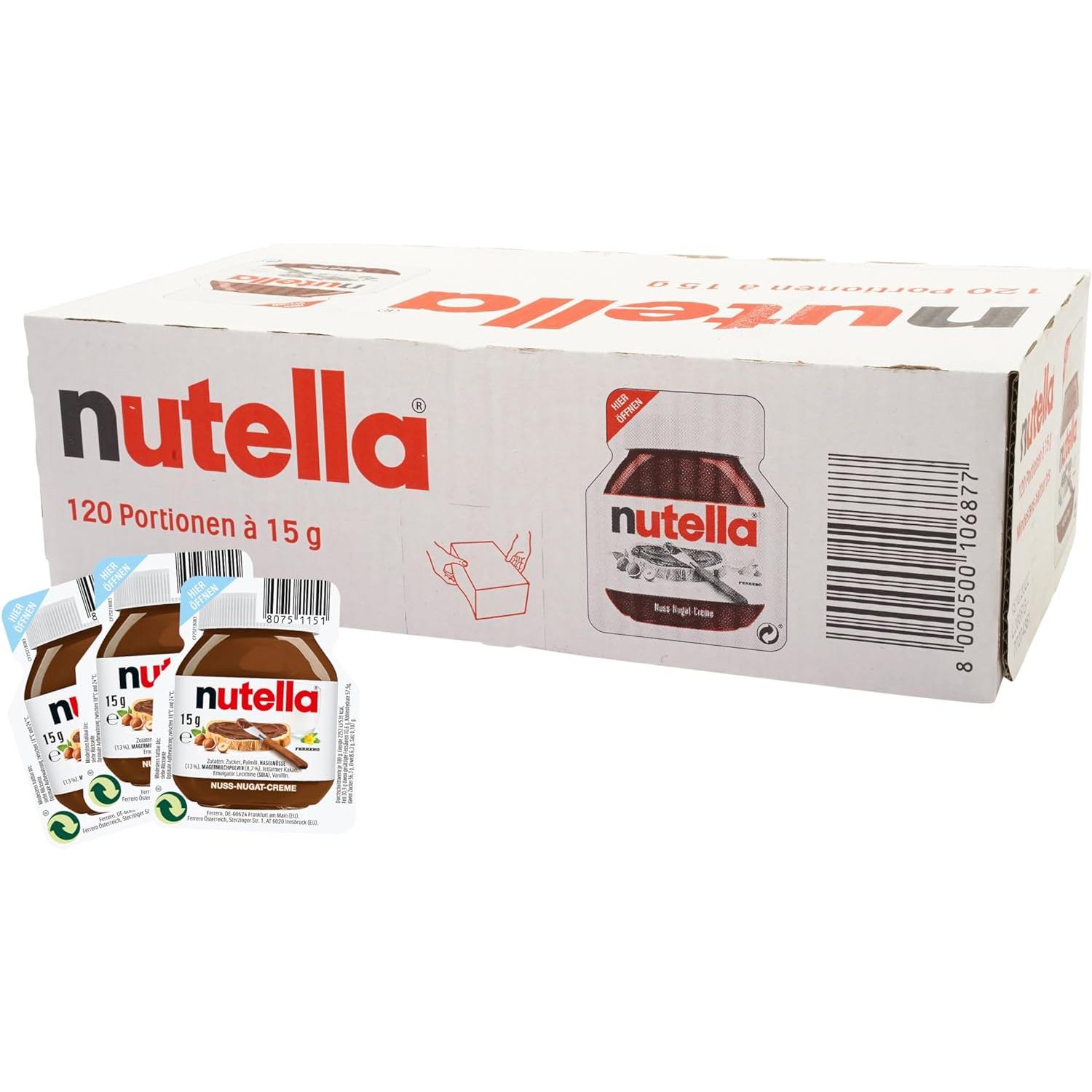 Nutella Monodosis - Nutella Sobre 15 gramos - Packs de 120, 60 o 40 Unidades - Crema de Avellanas para Untar Monodosis - Nutella - Ferrero - SIN GLUTEN