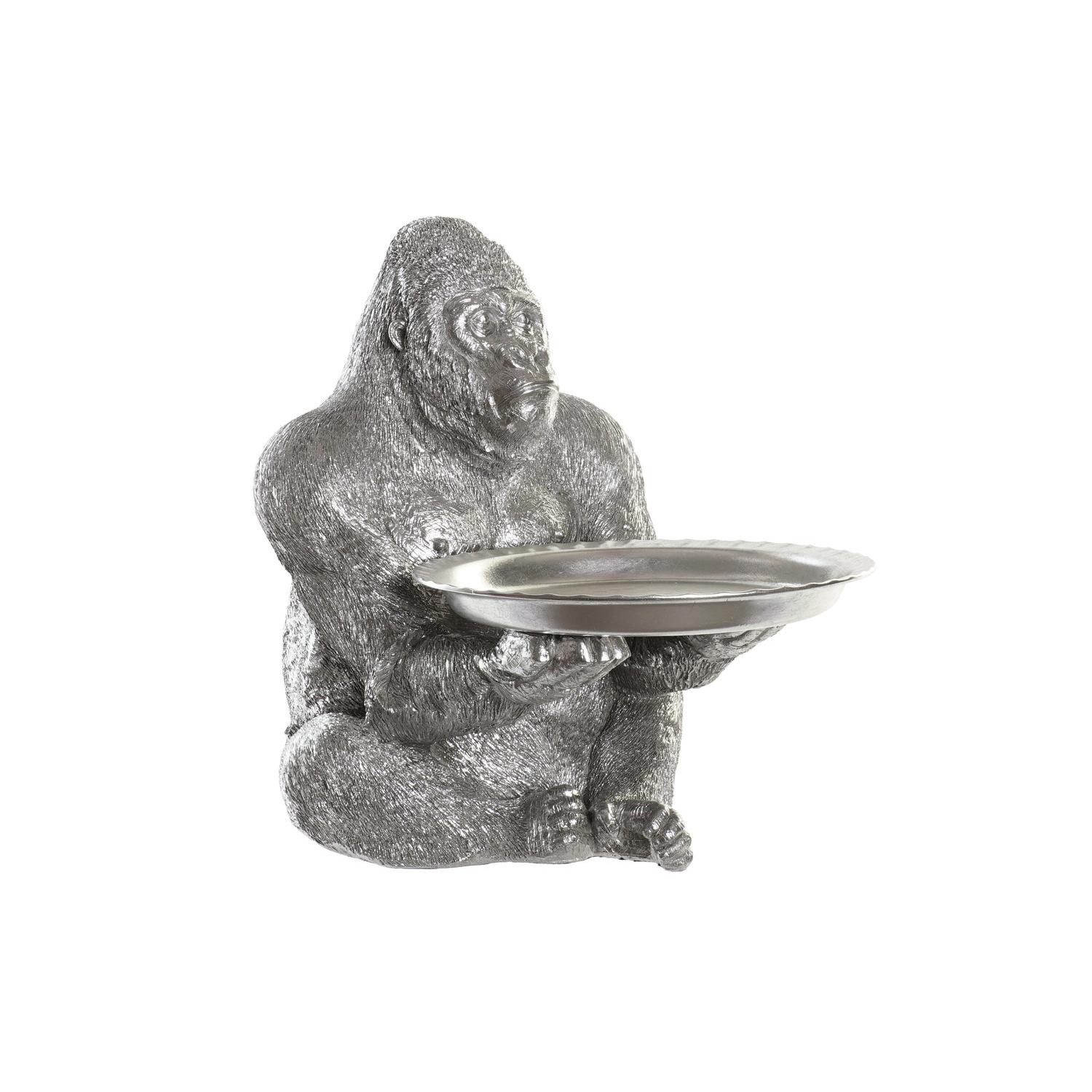 FIGURA RESINA 38X55X52 GORILA PLATEADO FD194724