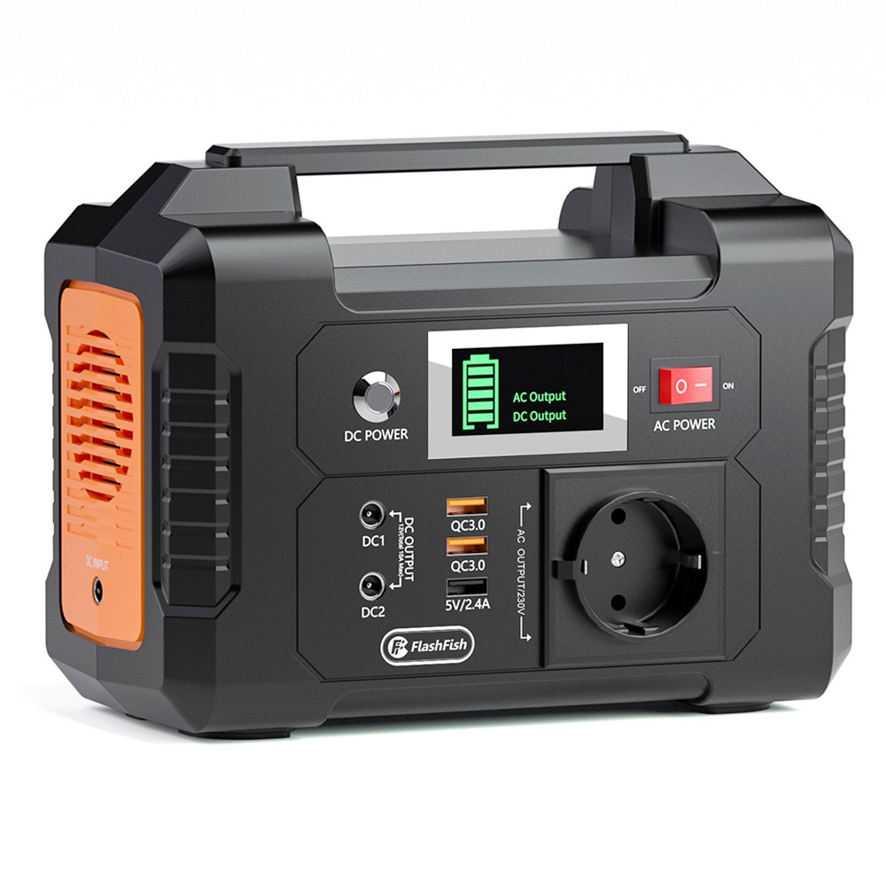 FlashFish E200 Estación de energía portátil de 200W, 151Wh Generador solar Batería LiFePO4, Salidas AC/DC/USB, paquete de batería de respaldo fuente de alimentación para CPAP Aventura al aire libre Viajes de carga Camping Emergenc