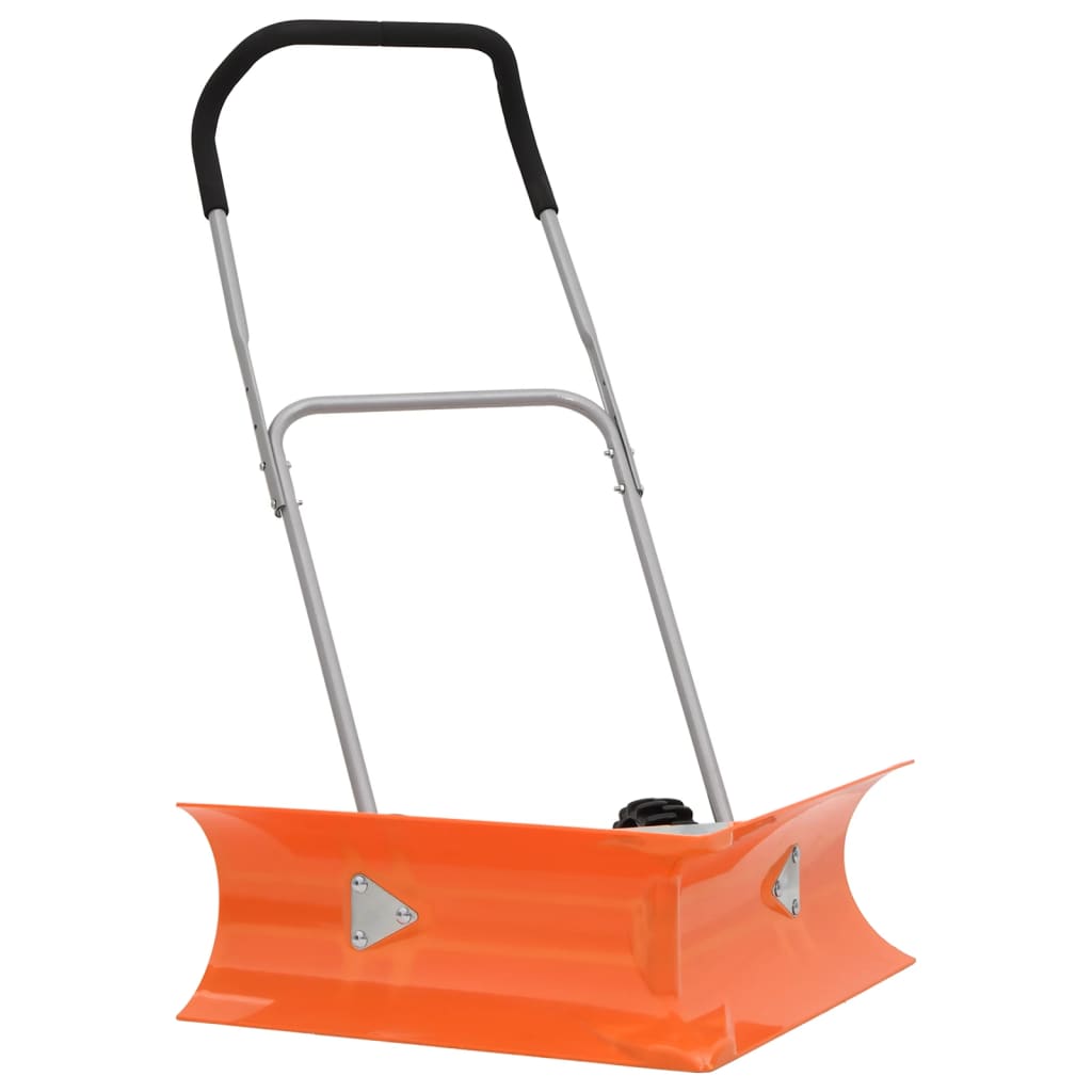 vidaXL Pala quitanieves de doble ángulo mango extensible acero naranja 77 cm