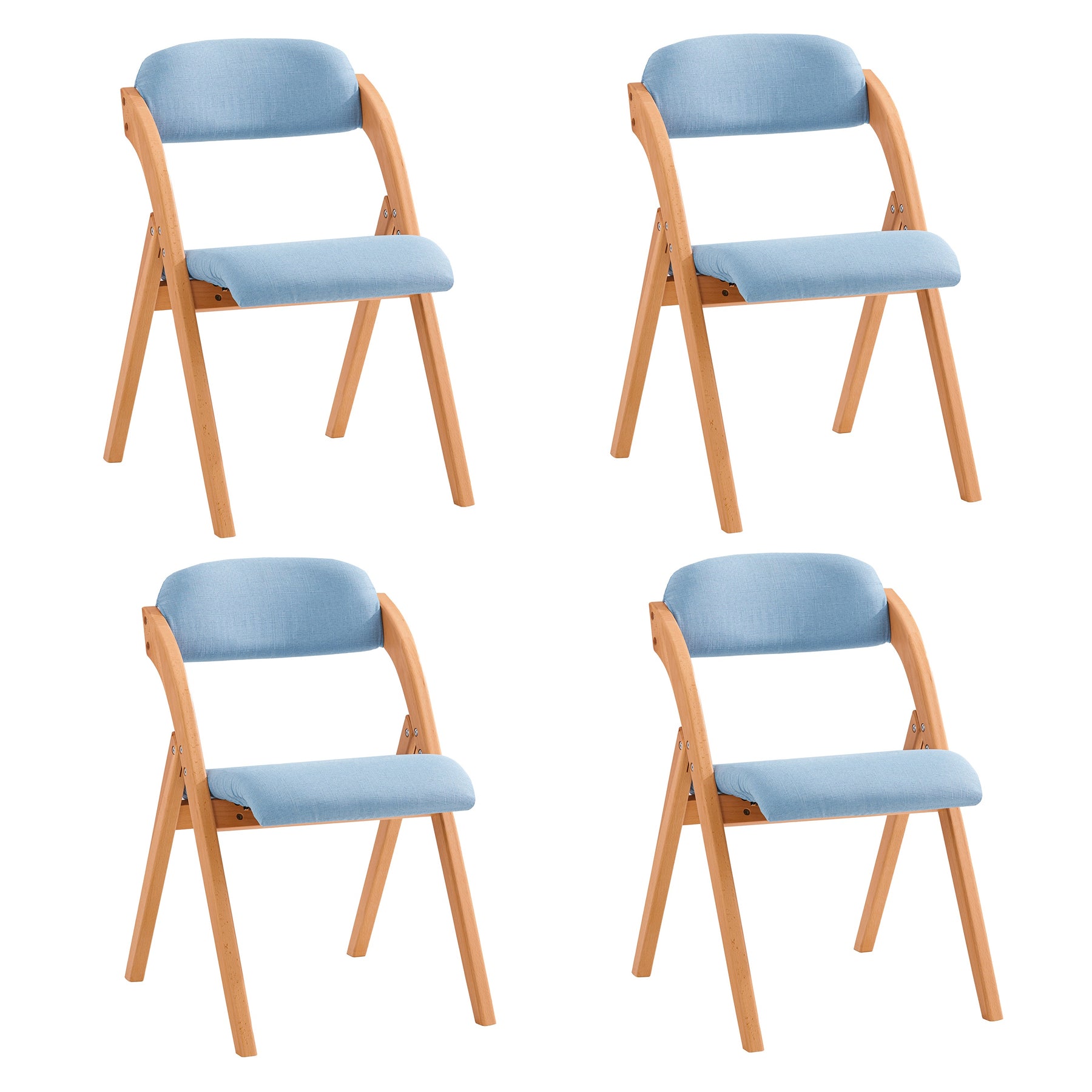 SoBuy FST92-BLx4 Lote de 4 Sillas Plegables de Madera con Asiento y Respaldo Tapizado Sillón para Cocina, Oficina 47 x 60 x 77 cm Azul ES