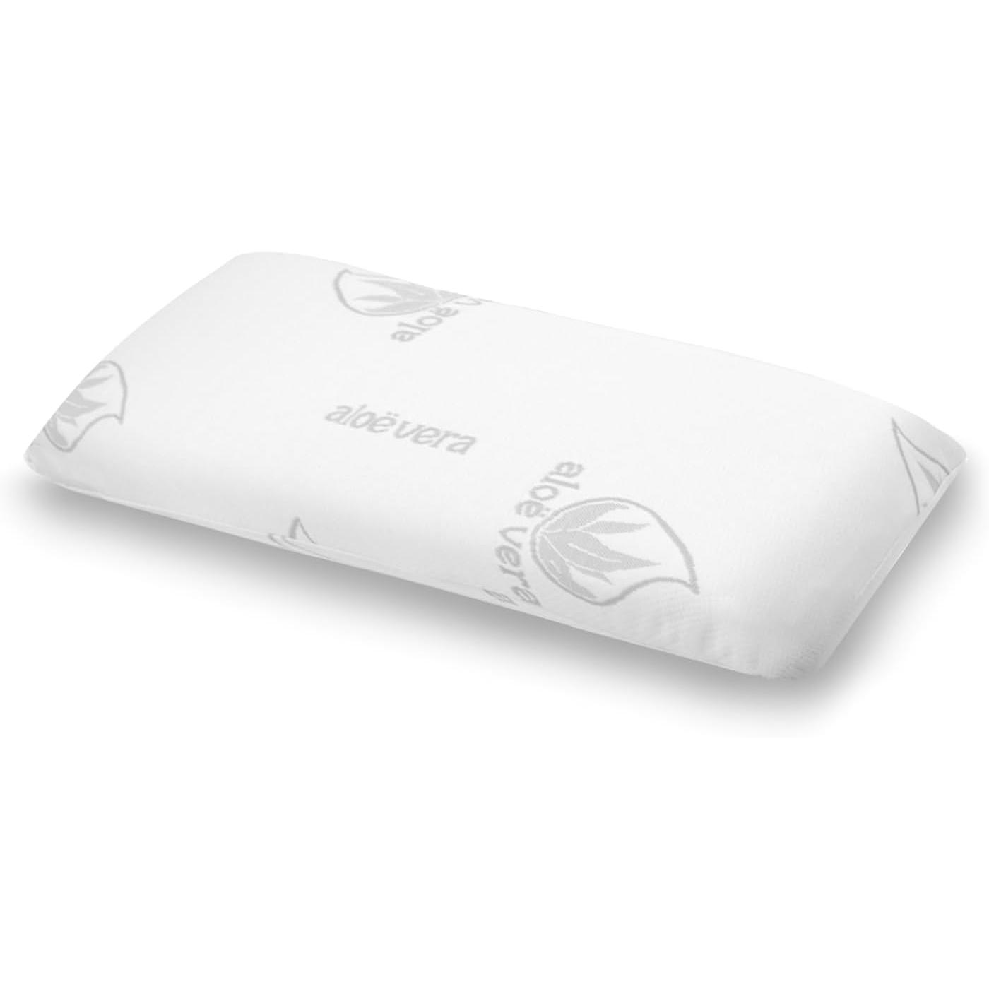 Almohada Viscoelástica 100% NO COPOS – Distintos Tamaños, Desenfundable con Aloe Vera | Alivia Presión Cervical | Funda Lavable y Tratamiento Antibacteriano