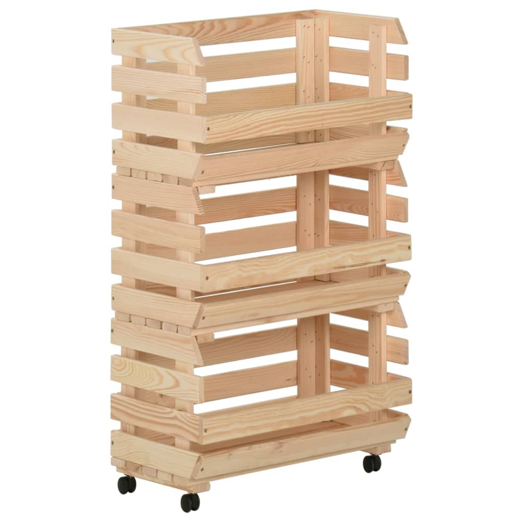 vidaXL Carrito para verduras madera maciza de pino en dimensiones 37x30x80 cm/77x30x80 cm/57x30x80 cm