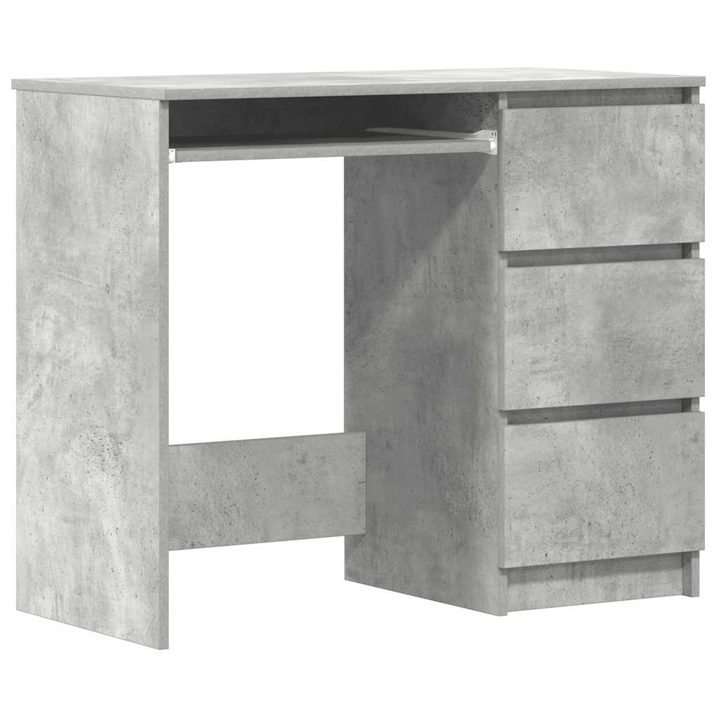 vidaXL Escritorio de madera contrachapada gris hormigón 90x45x76 cm