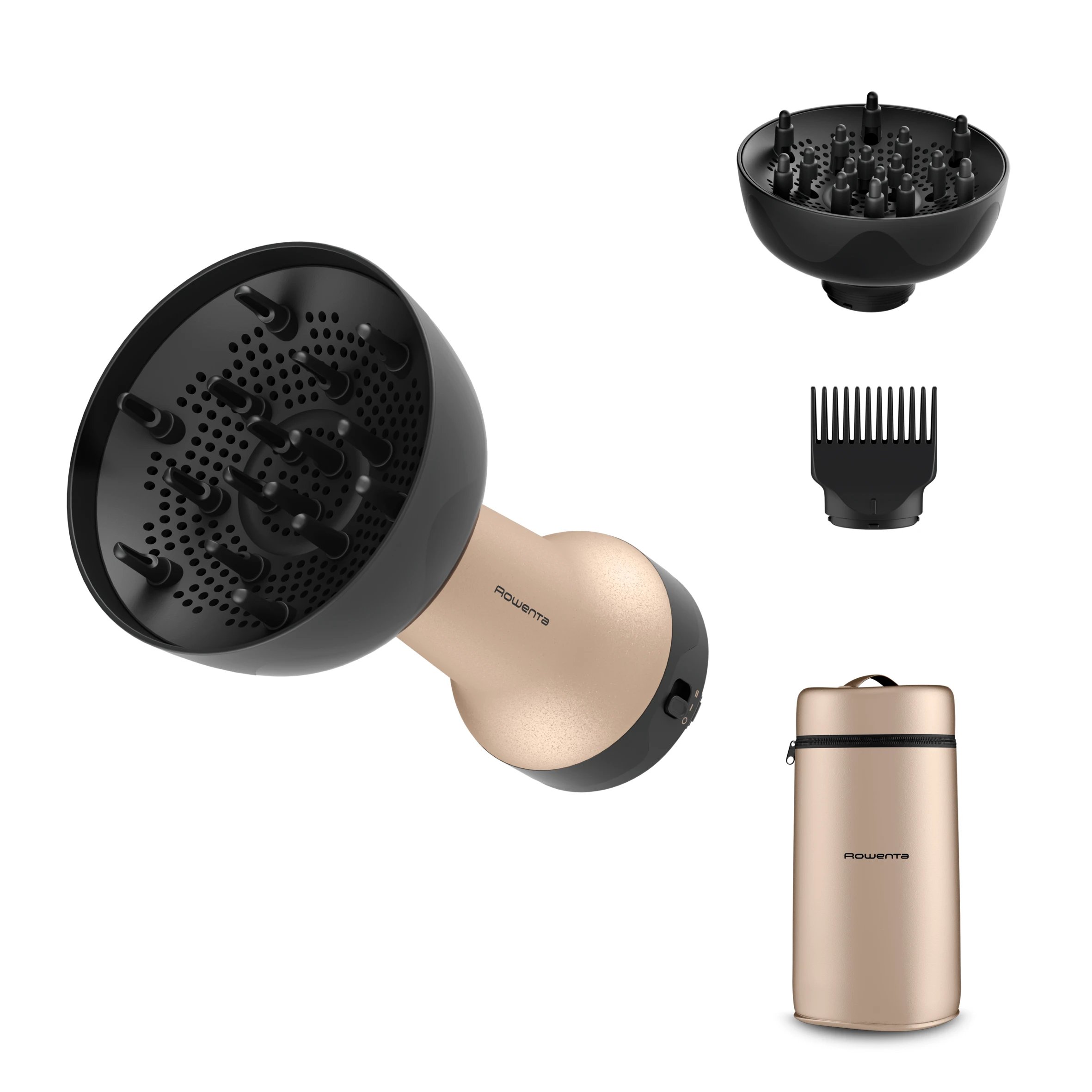 Rowenta - Secador de pelo CV7D30E0 de 700 W con función iónica, 2 velocidades y acabado en oro para uso doméstico