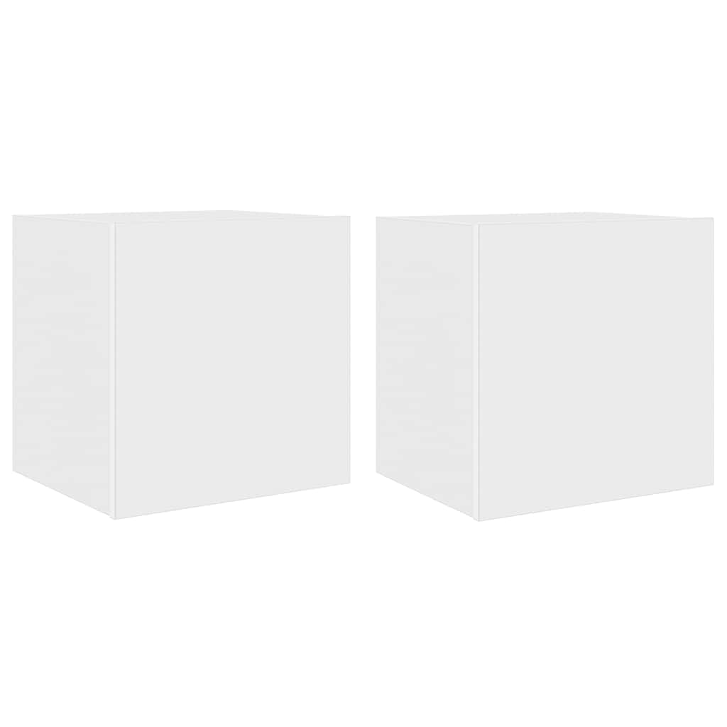 vidaXL Muebles de TV de pared con luces LED 2 uds blanco 40,5x35x40 cm