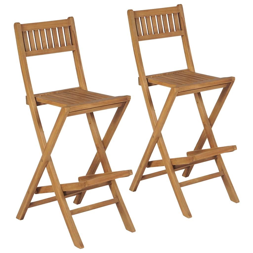 vidaXL Taburetes plegables de bar de jardín 2 uds madera teca maciza