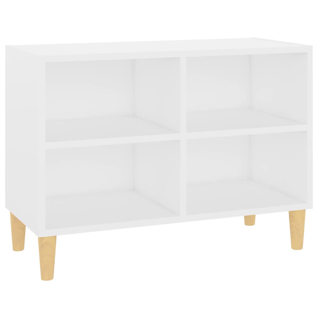 vidaXL Mueble de TV con patas de madera maciza blanco 69,5x30x50 cm