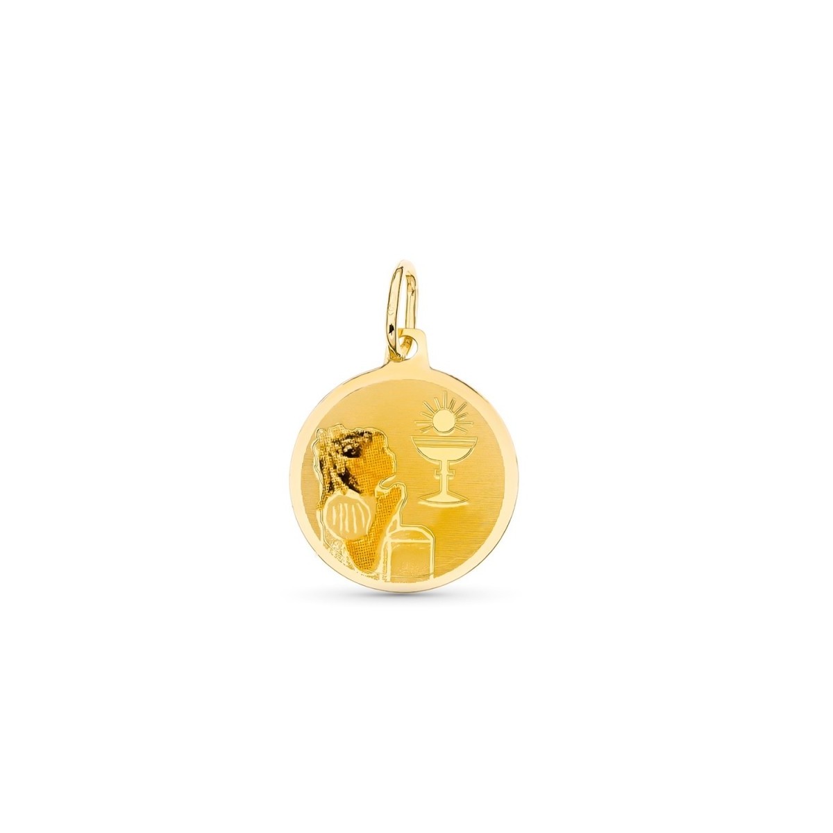 Medalla oro 18k Niña 15 mm. esmaltada redonda