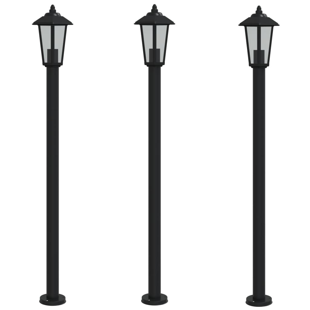 vidaXL Farolas de exterior 3 unidades acero inoxidable 120 cm Color Negro,  Plateado, y mas