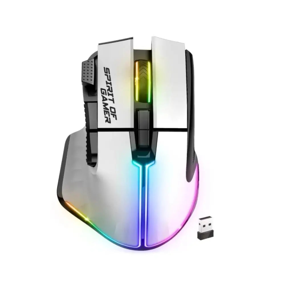 Ratón Spirit of Gamer PRO M5 Artic Wireless 8000DPI 8 Botones Blanco Iluminación RGB