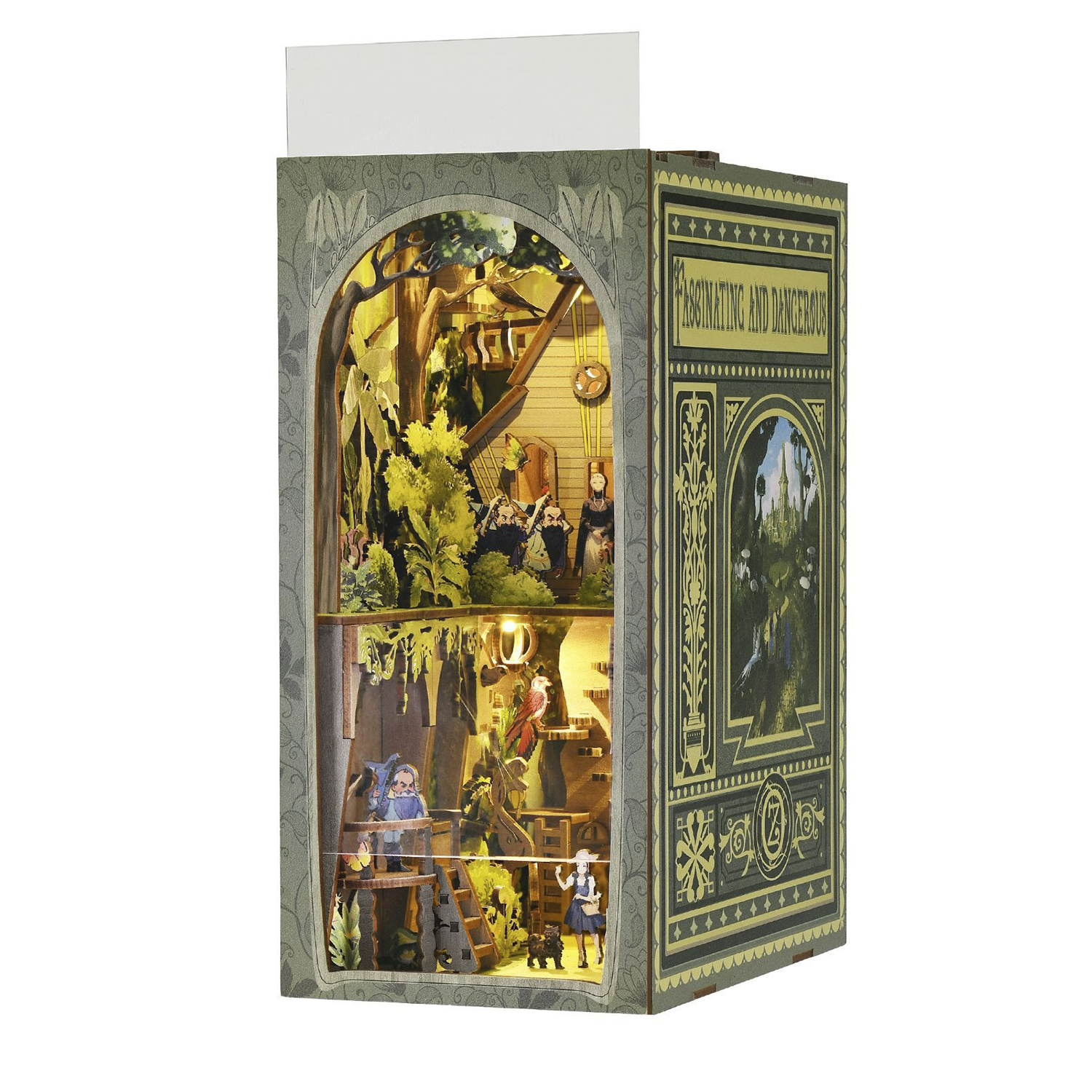 DAM. La aventura de Dorothy. Book Nook de madera, diseño 3D realista con gran detalle, cubierta y luces led. 250 piezas. 11x19x24cm.